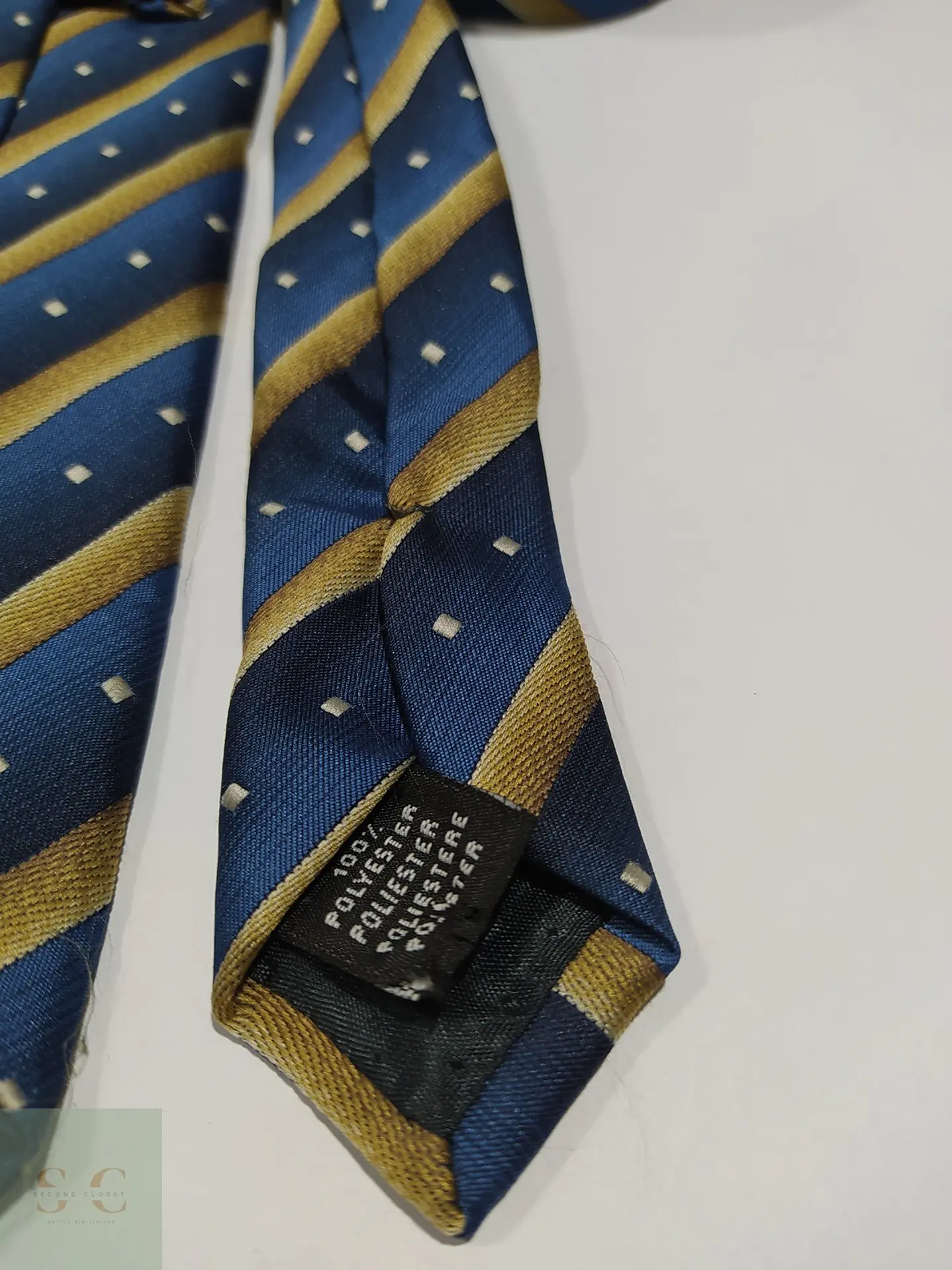 Corbata a Rayas Regimental Azul Marino y Dorado 2