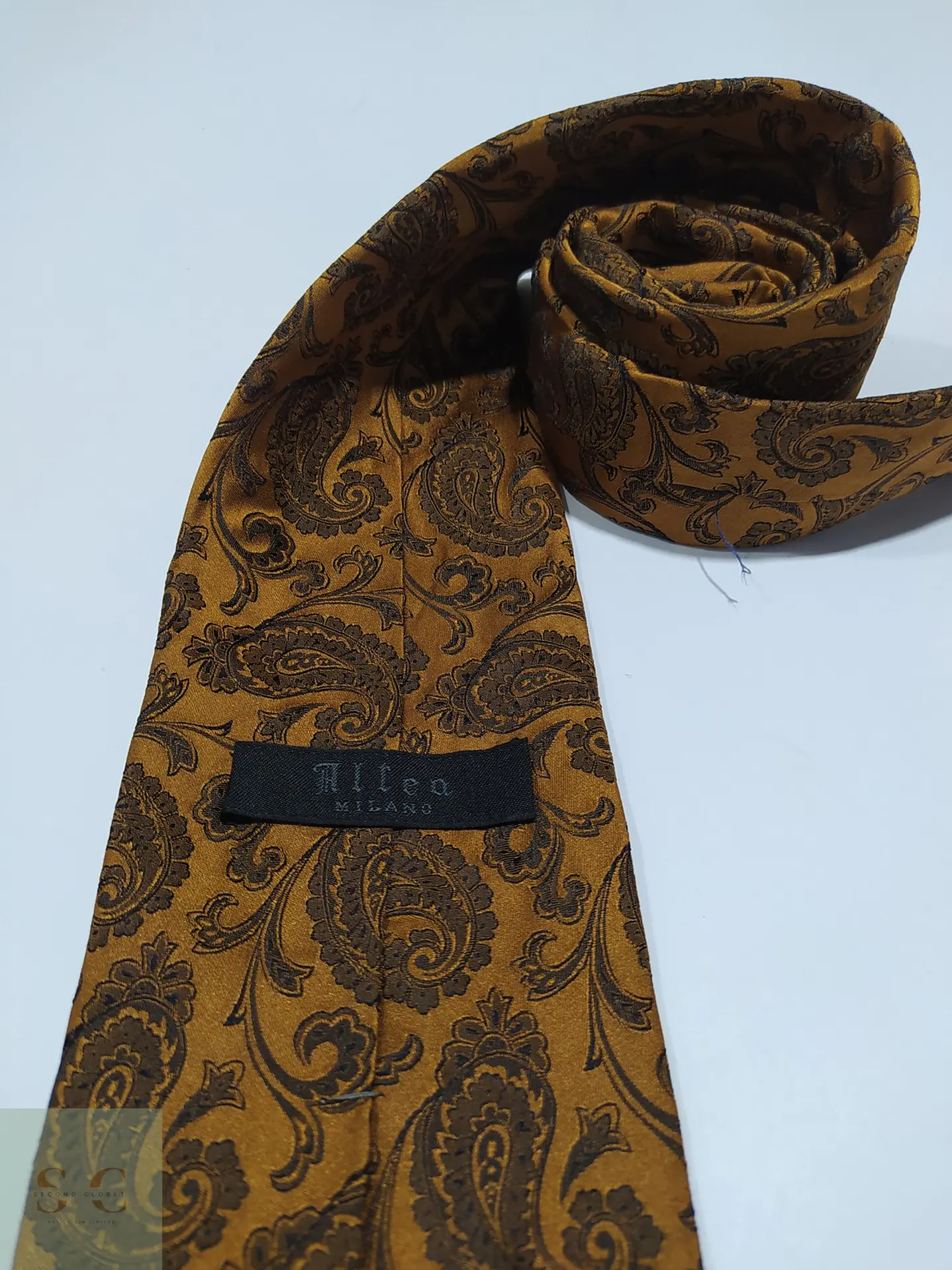 Corbata de Seda Paisley Ocre Dorado Altea Milano 2