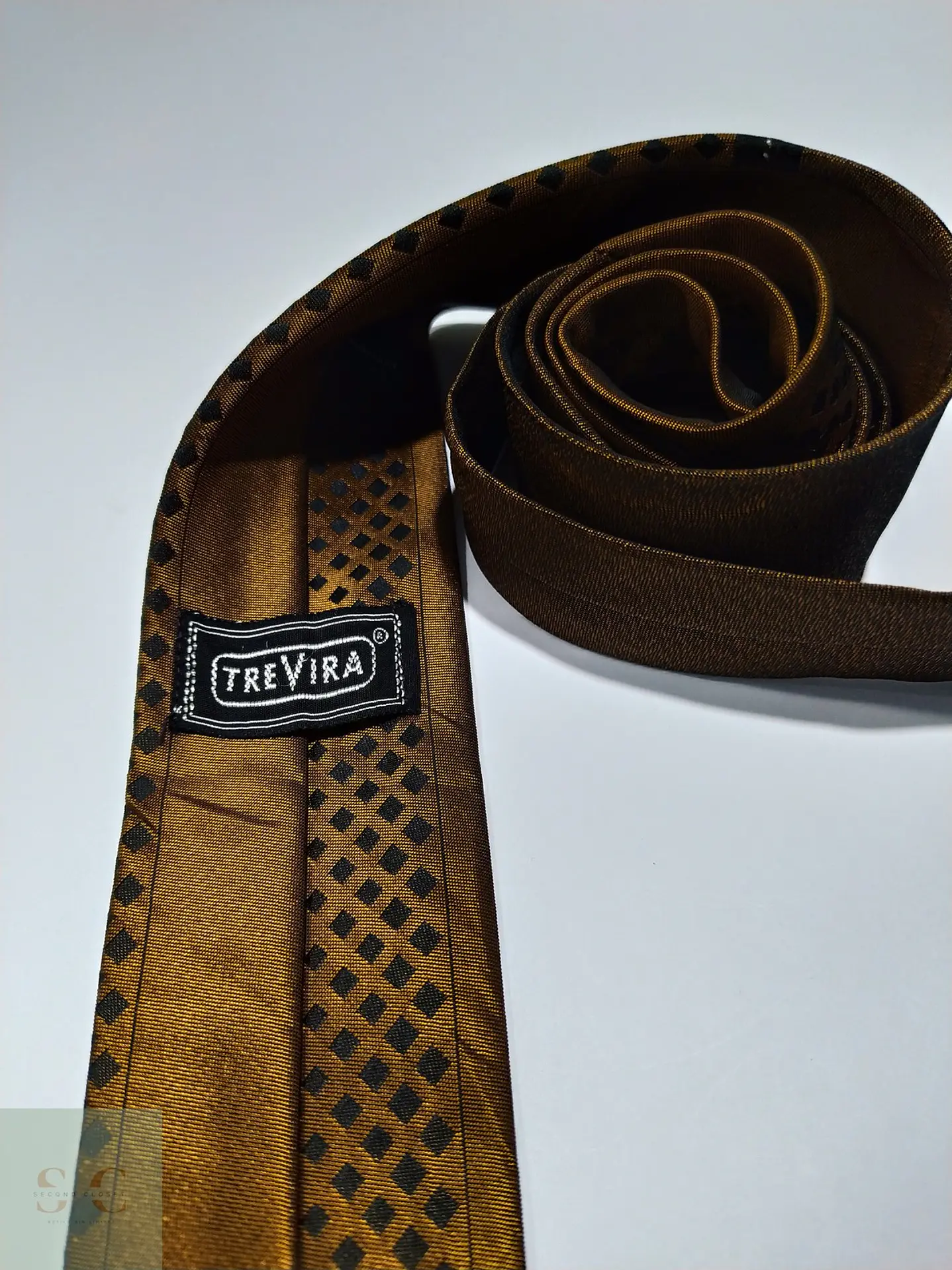 Corbata Vintage Cobre con Micropatrón Geométrico Trevira 2
