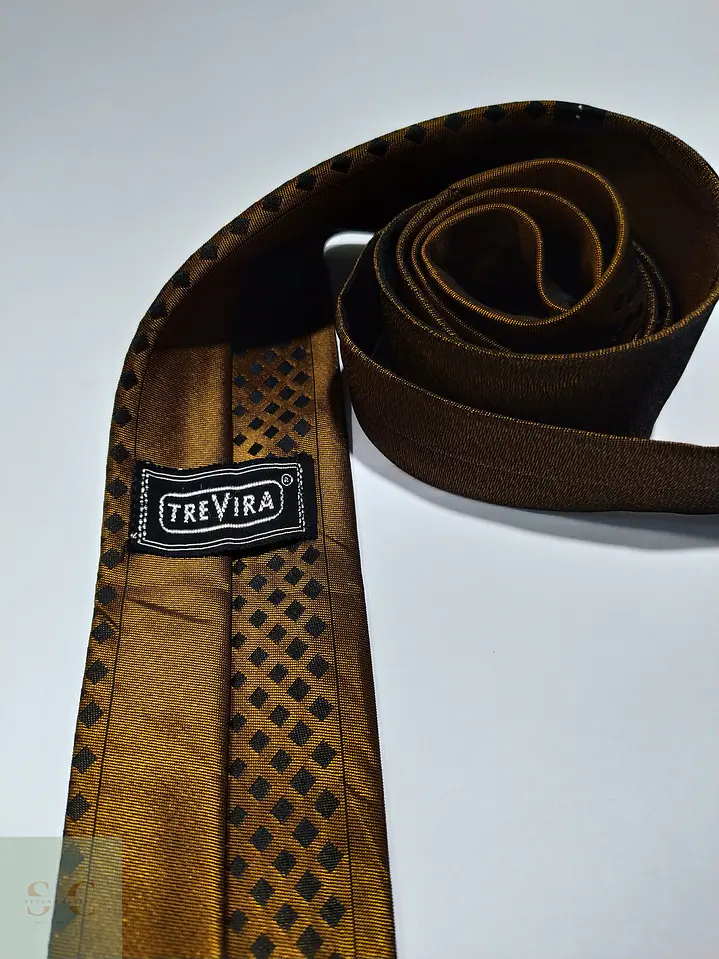 Corbata Vintage Cobre con Micropatrón Geométrico Trevira 2