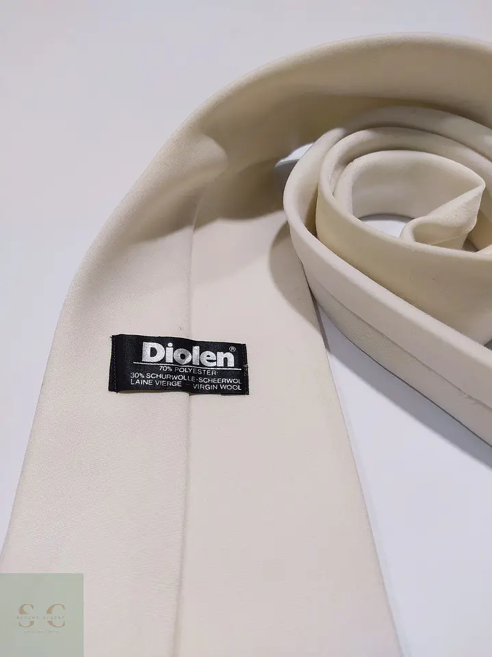 Corbata Vintage Crema en Mezcla Lana Virgen y Diolen 2