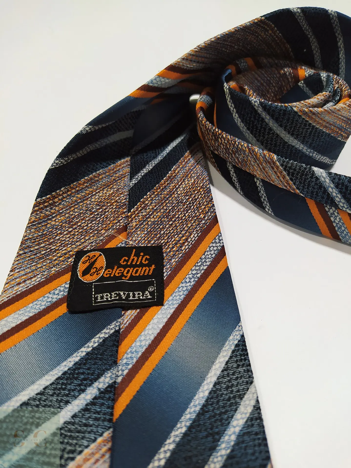 Corbata Vintage a Rayas Diagonales Chic Elegant Trevira 2