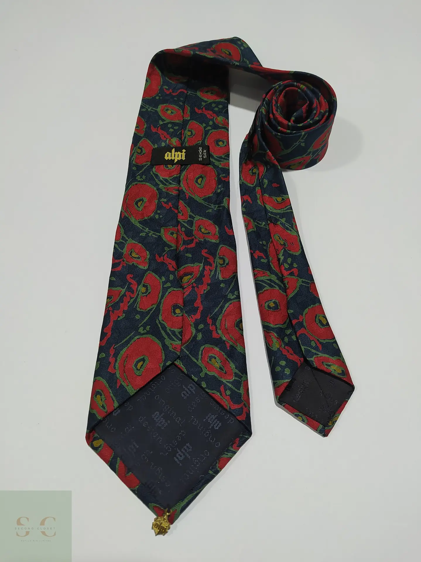 Corbata Vintage de Seda con Motivo Floral Artístico Alpi 3