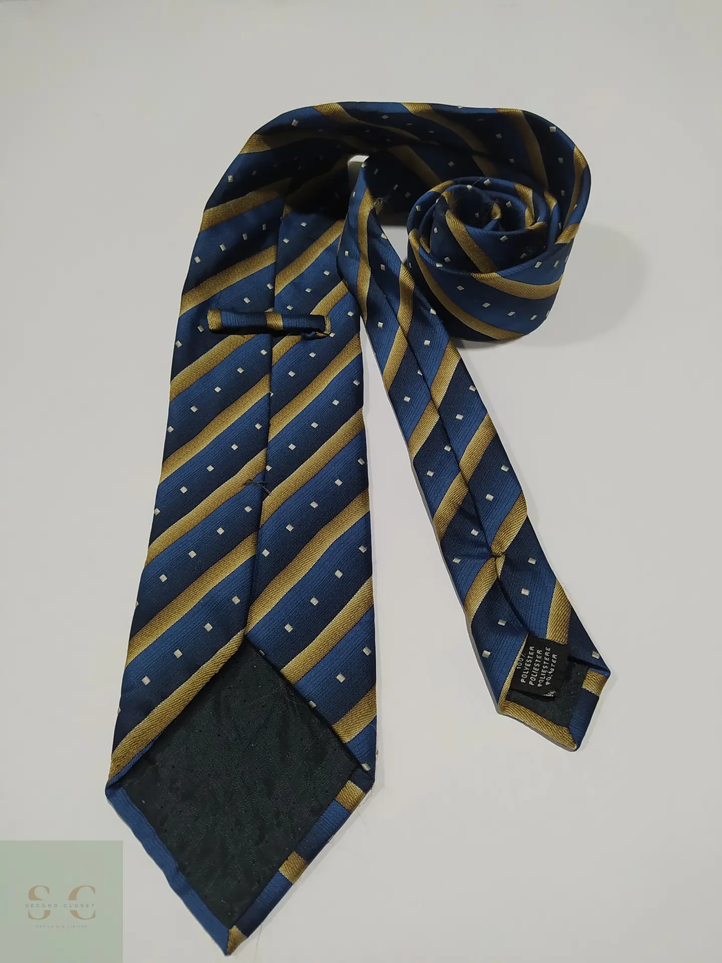 Corbata a Rayas Regimental Azul Marino y Dorado 3