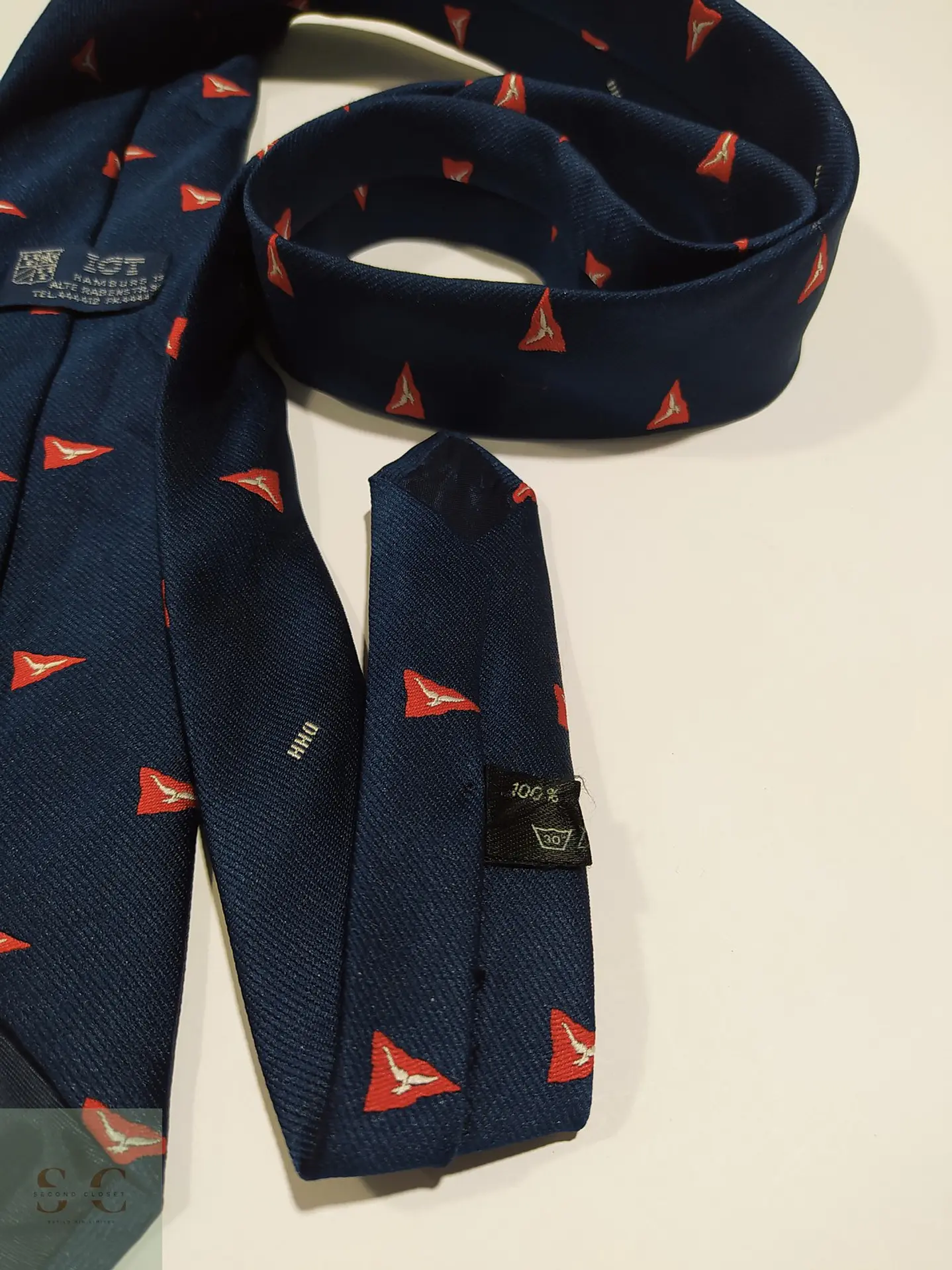 Corbata Vintage ICT Hamburg Motif Náutico Azul Marino 3