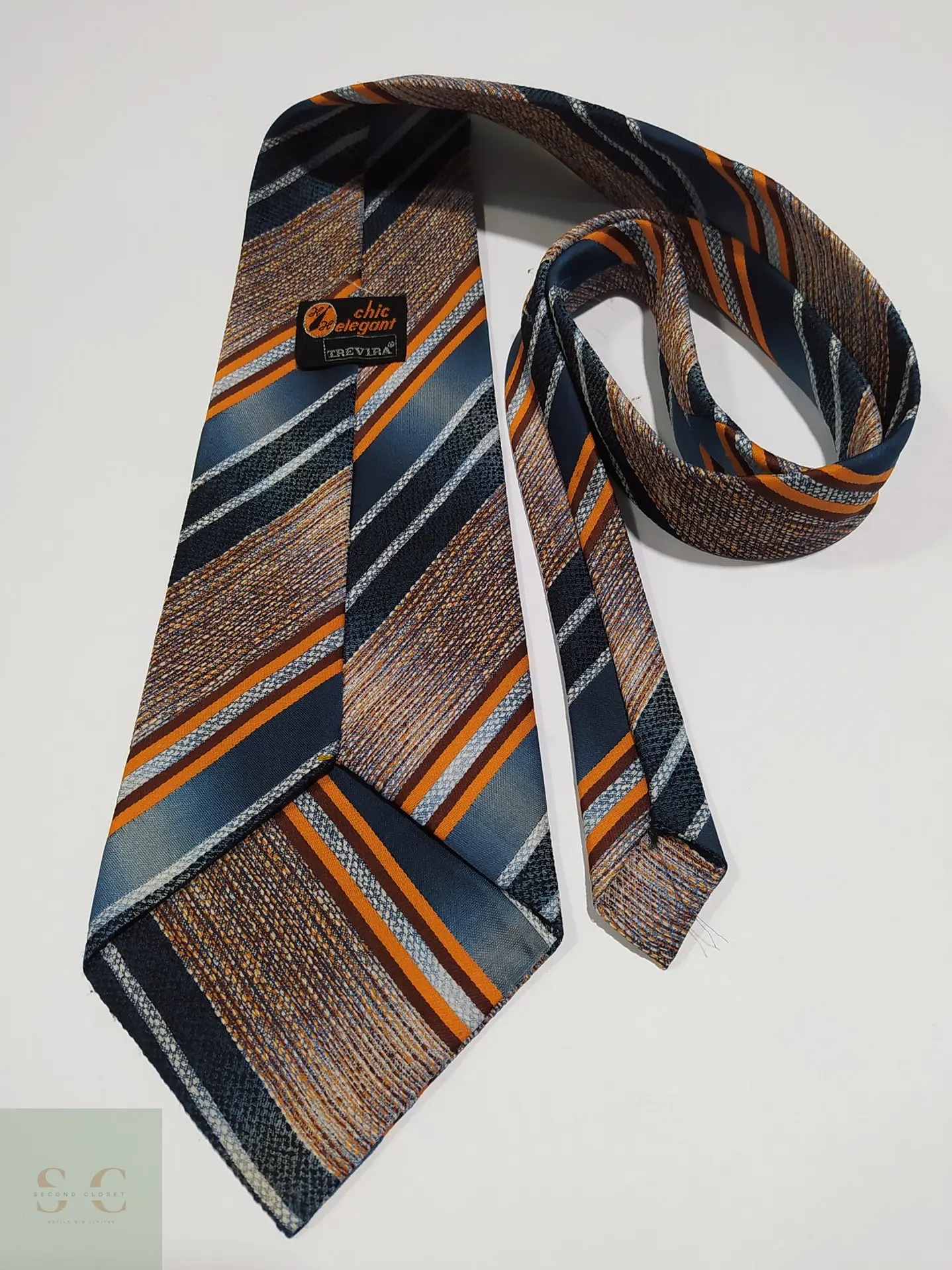 Corbata Vintage a Rayas Diagonales Chic Elegant Trevira 3