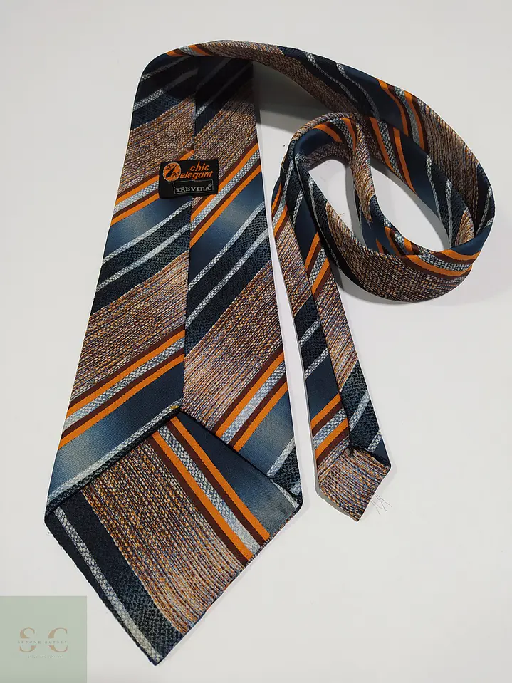Corbata Vintage a Rayas Diagonales Chic Elegant Trevira 3
