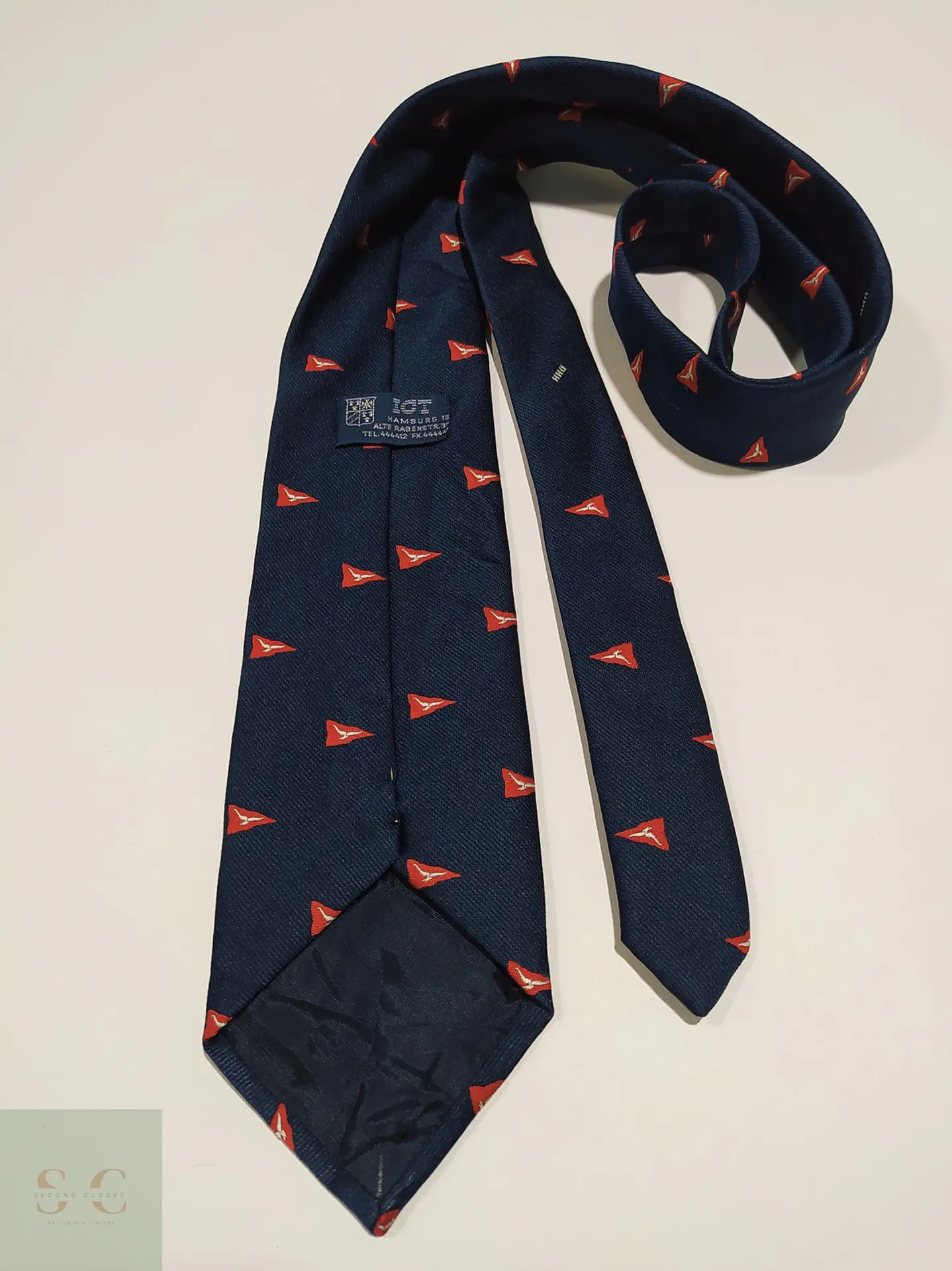 Corbata Vintage ICT Hamburg Motif Náutico Azul Marino 4