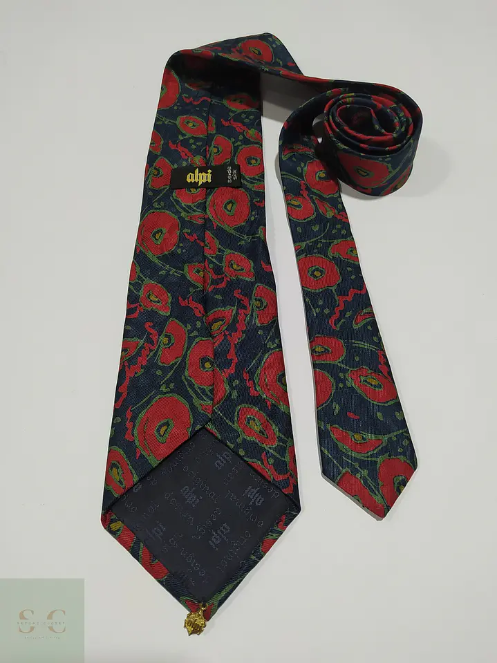 Corbata Vintage de Seda con Motivo Floral Artístico Alpi 4