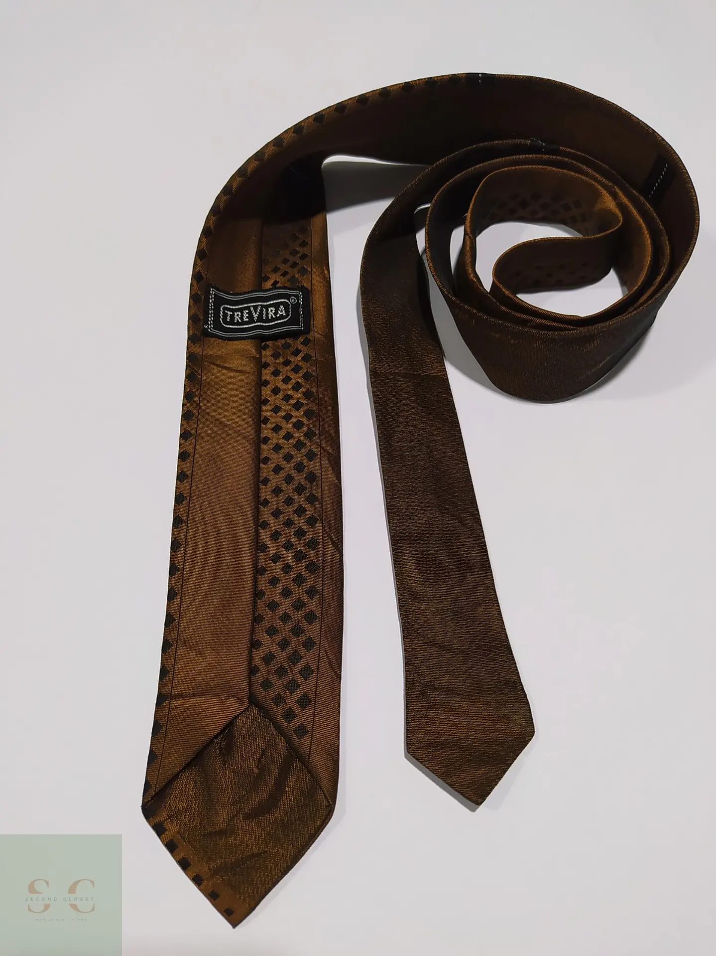 Corbata Vintage Cobre con Micropatrón Geométrico Trevira 4