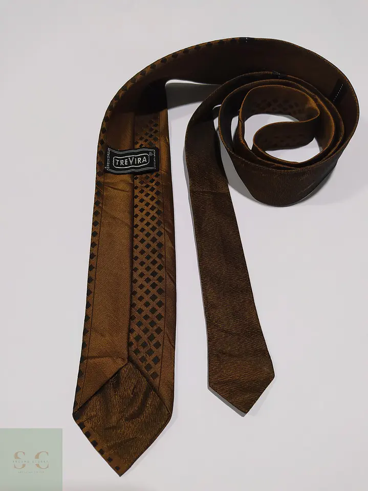 Corbata Vintage Cobre con Micropatrón Geométrico Trevira 4