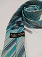 Corbata de Seda a Rayas Regimental Tailor & Son - Turquesa y Azul - Miniatura 2