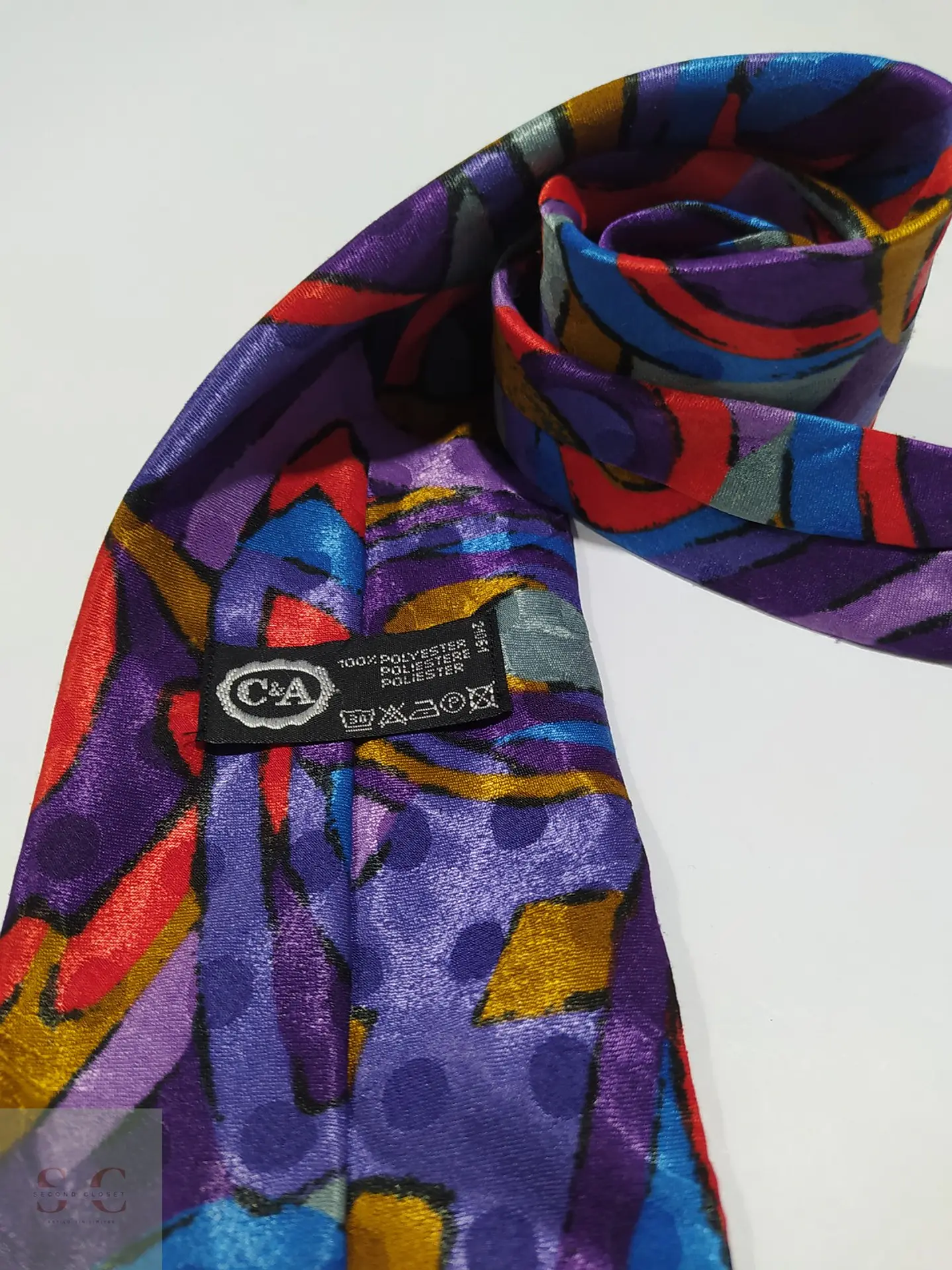 Corbata Vintage C&A con Patrón Abstracto Multicolor 2