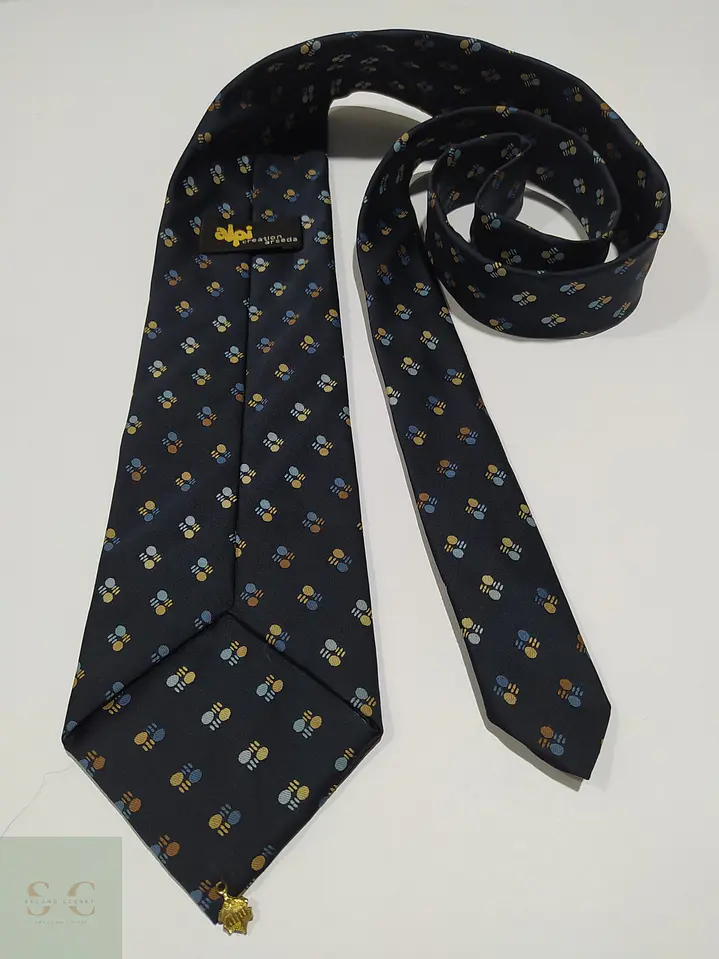 Corbata de Seda Azul Marino con Micropatrón Geométrico Alpi Creation 4