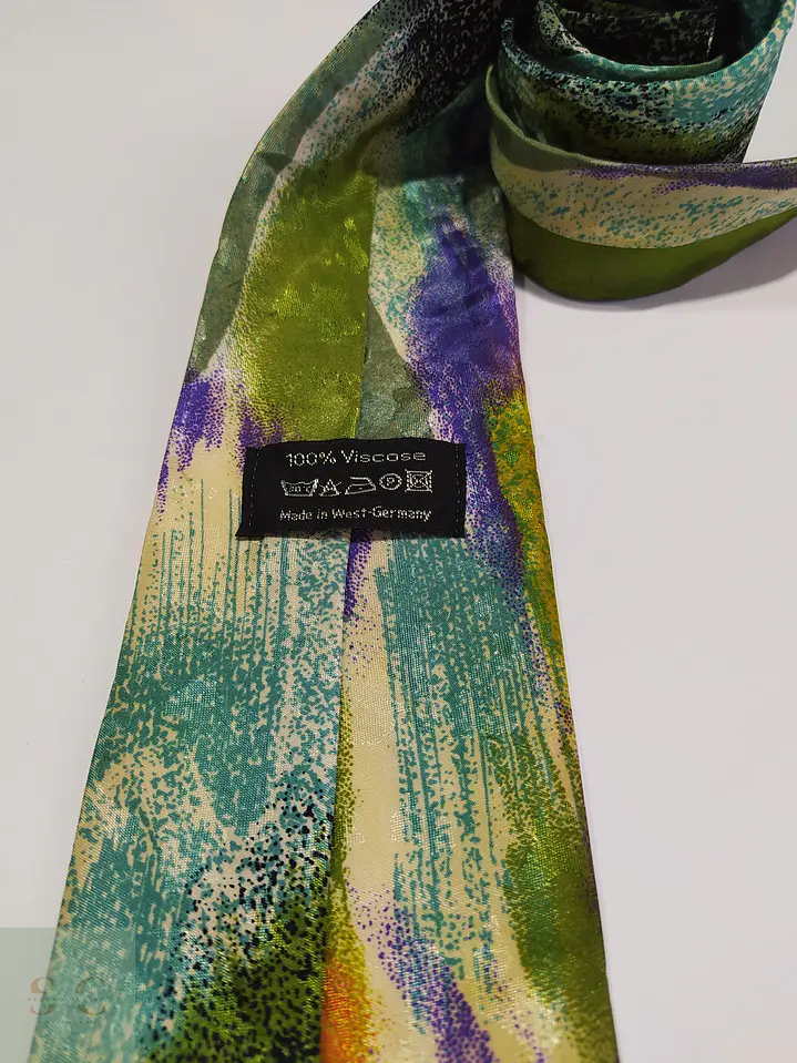 Corbata Vintage de Viscosa con Estampado Abstracto Artístico (Made in West-Germany) 2