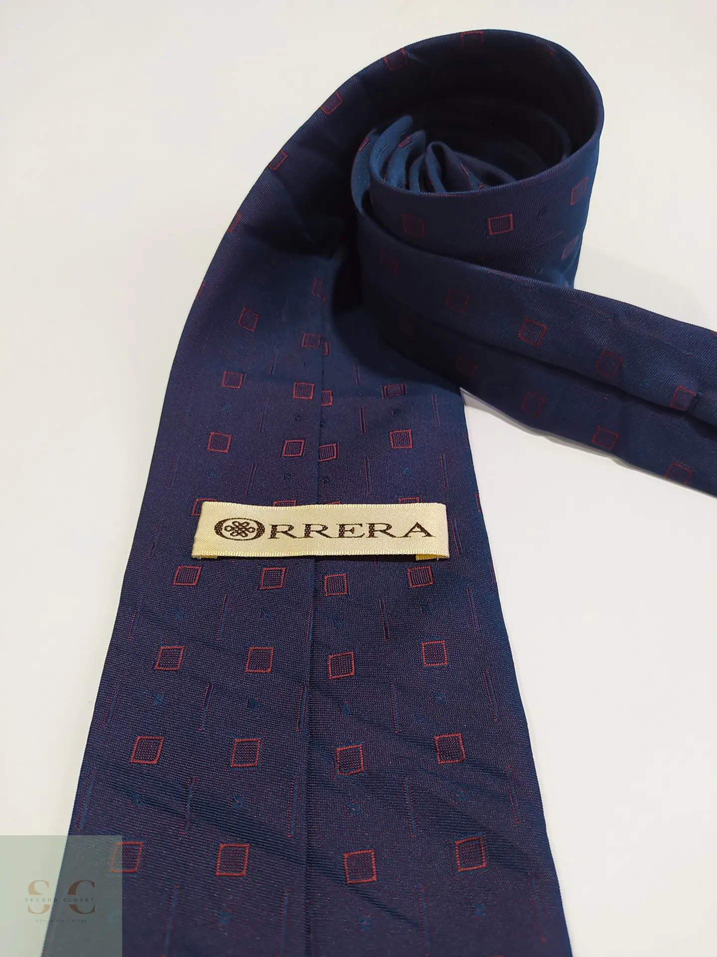 Corbata Azul Marino con Micropatrón Geométrico Orrera 2