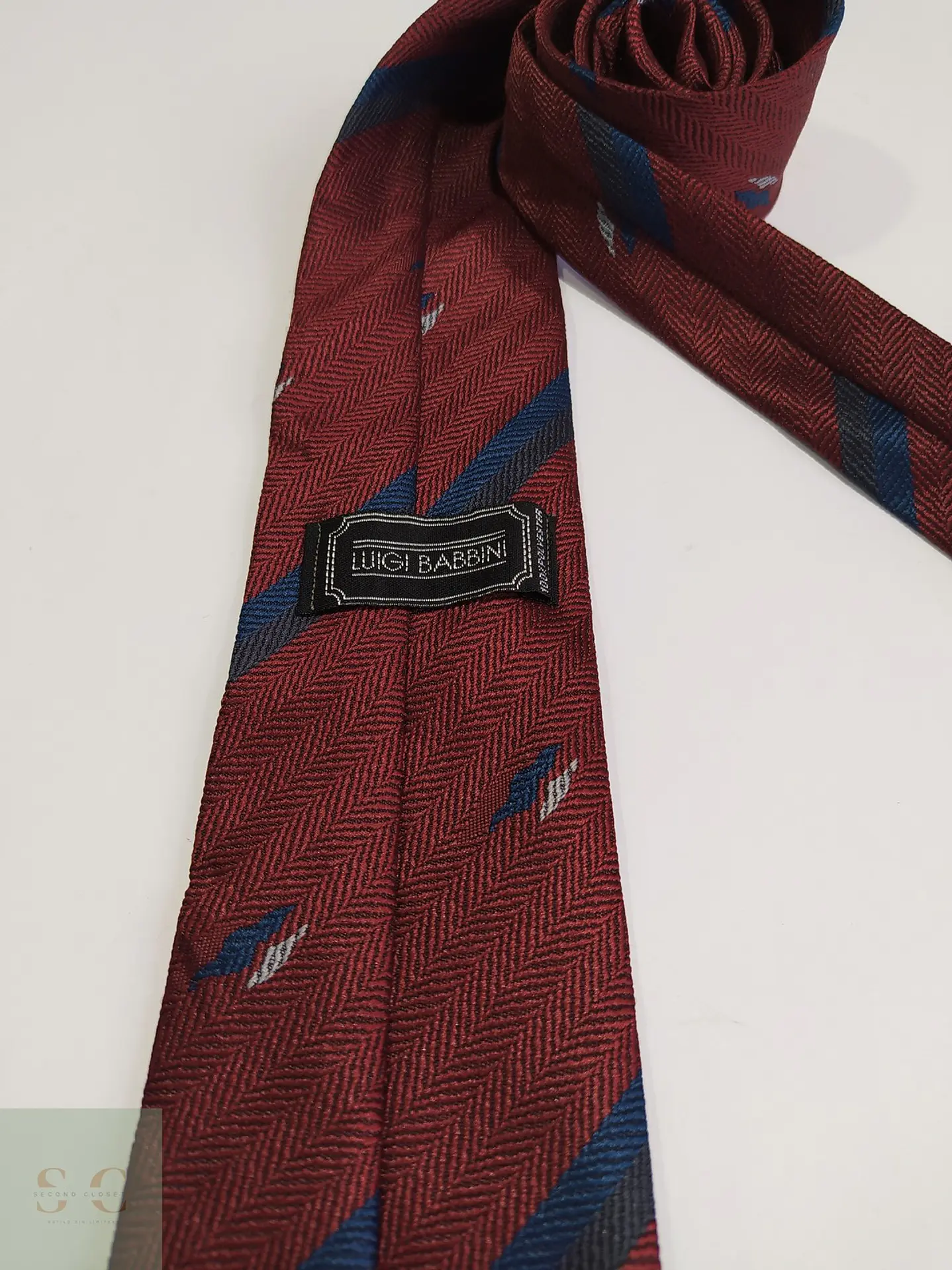 Corbata Burdeo con Rayas Regimental y Espiga Luigi Babbini 2