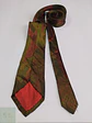 Corbata Vintage Jacquard Abstracta Verde Oliva y Terracota New Fast - Miniatura 4