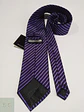 Corbata de Seda a Rayas Diagonales Morado y Negro Via Marenzo Milano - Miniatura 3
