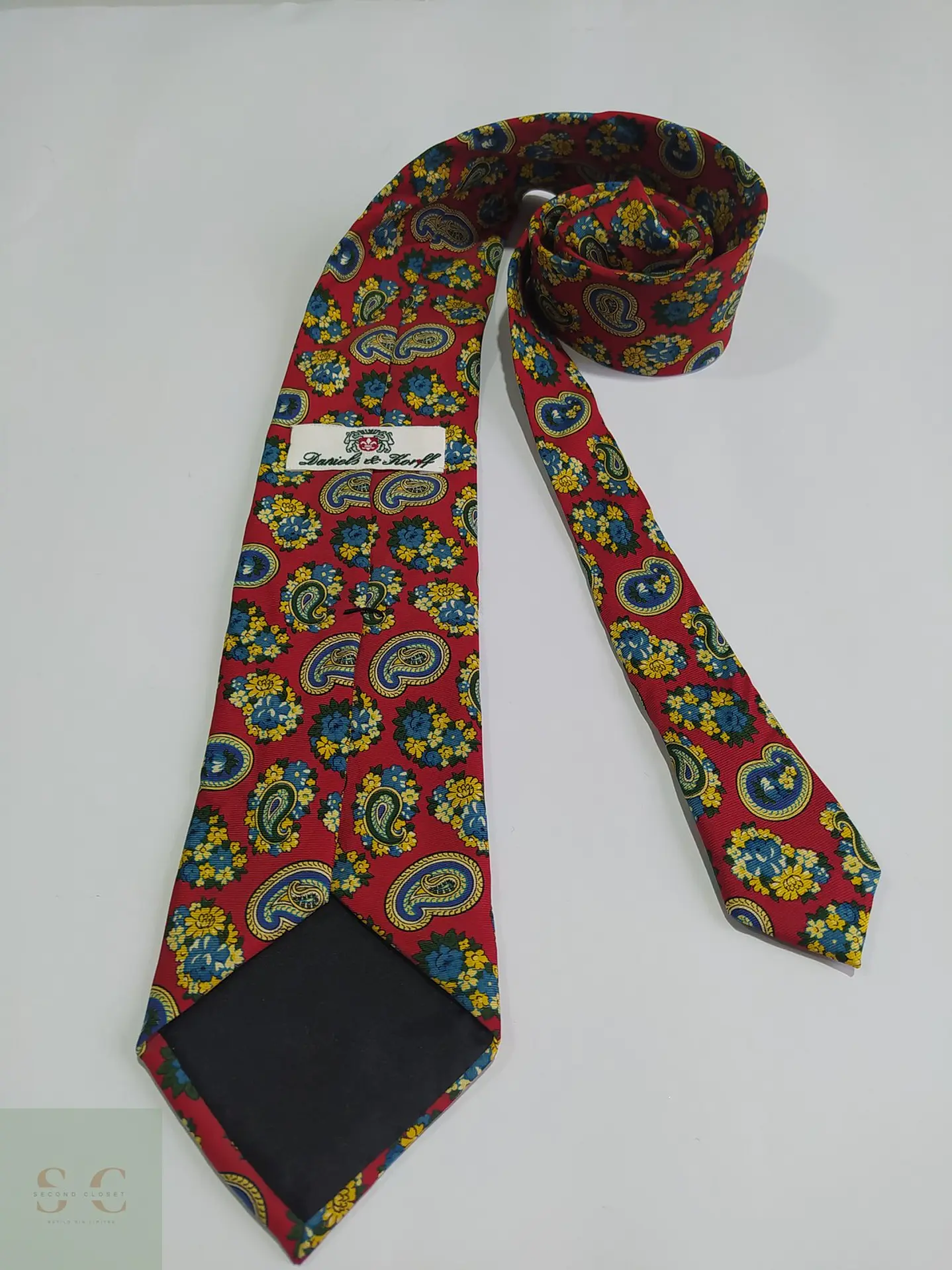 Corbata de Seda Roja con Estampado Paisley y Floral Daniels & Korff 4
