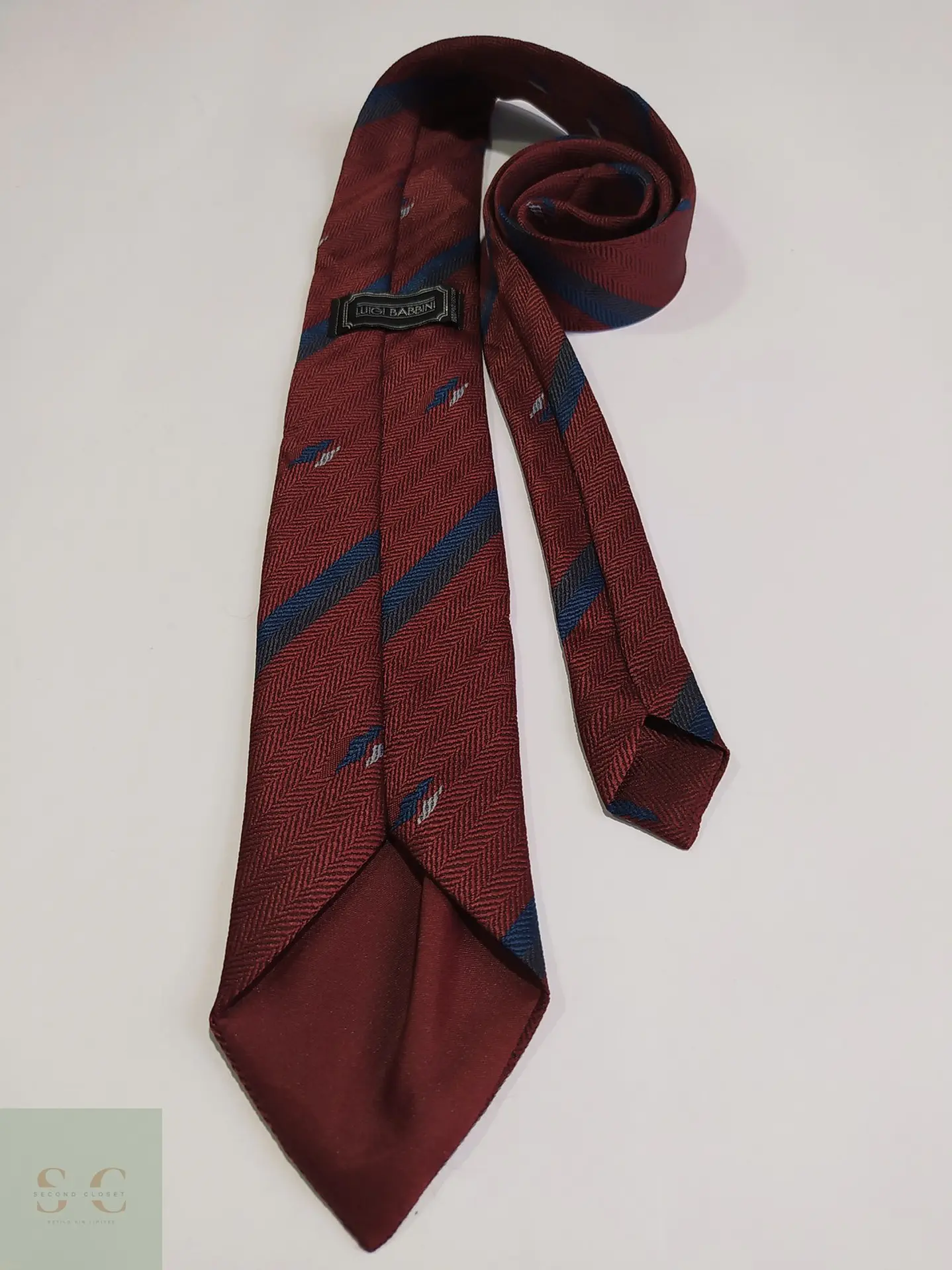 Corbata Burdeo con Rayas Regimental y Espiga Luigi Babbini 3