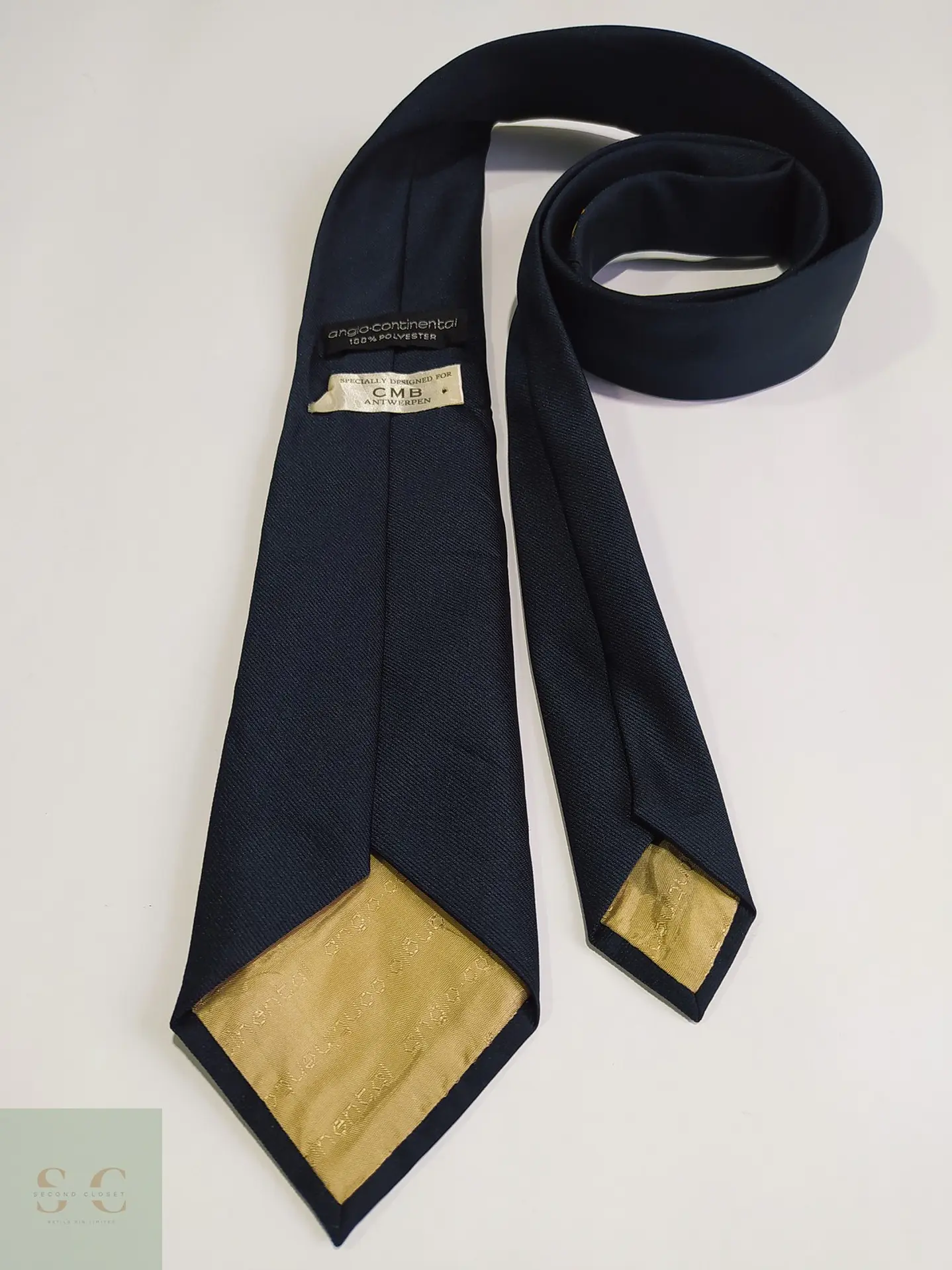 Corbata Azul Marino Vintage Anglo-Continental 'CMB Antwerpen' 3