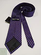 Corbata de Seda a Rayas Diagonales Morado y Negro Via Marenzo Milano - Miniatura 4