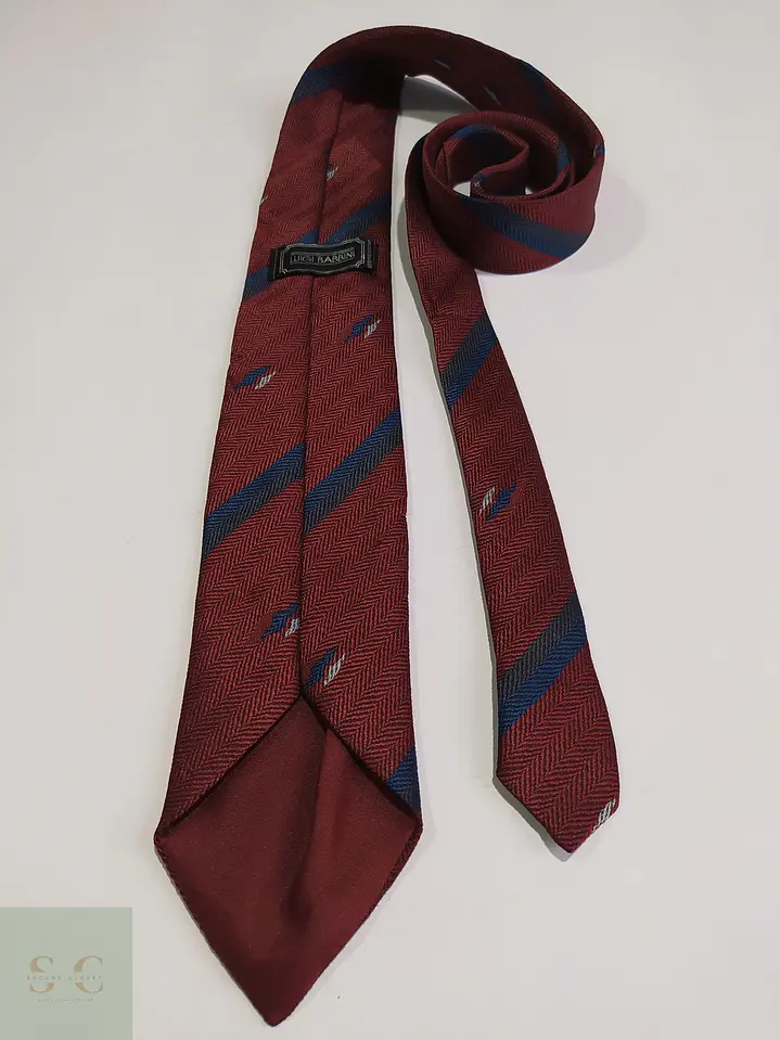 Corbata Burdeo con Rayas Regimental y Espiga Luigi Babbini 4