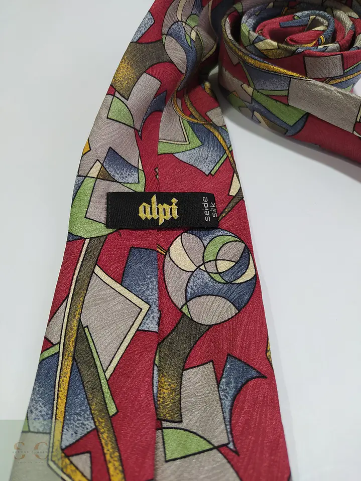 Corbata de Seda Vintage con Patrón Geométrico Abstraído Alpi 2