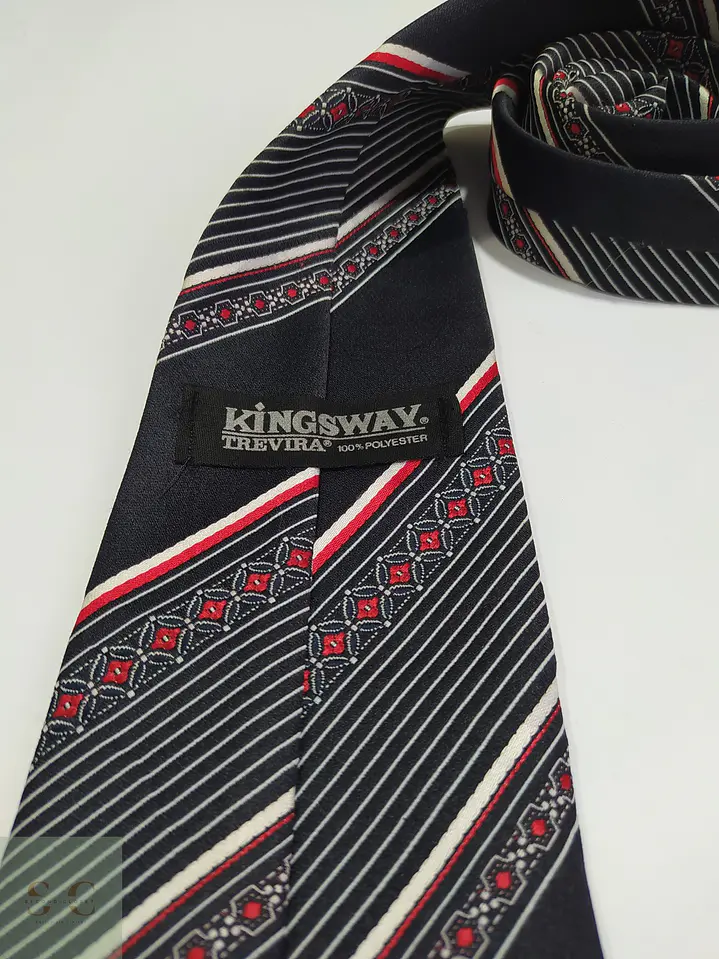 Corbata Kingsway Vintage a Rayas Regimentales y Patrón Geométrico 2