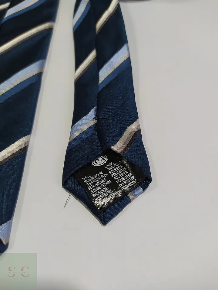 Corbata de Seda a Rayas Regimental Azul Marino C&A 2
