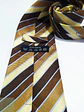 Corbata Vintage 100% Seda a Rayas Regimental Café y Dorado - Miniatura 2