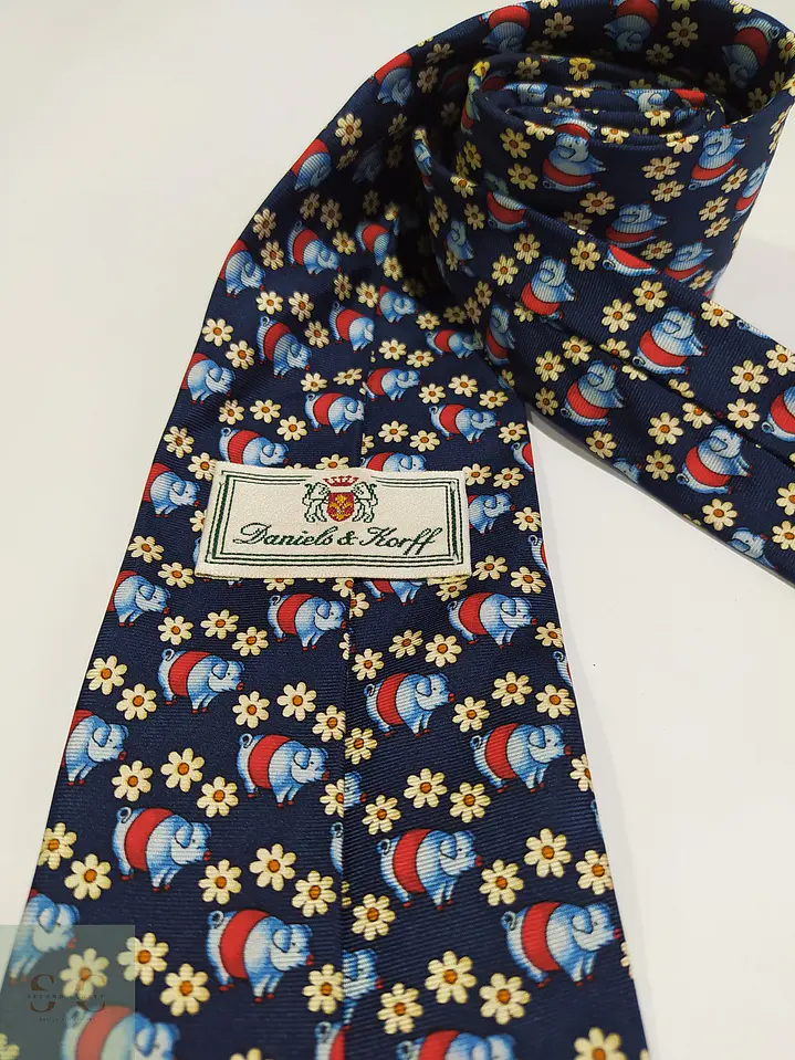 Corbata de Seda Daniels & Korff Estampado Novelty Cerditos y Flores 2