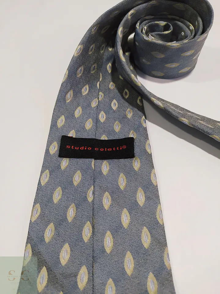 Corbata de Seda Azul Grisáceo con Micropatrón Geométrico Studio Coletti 2