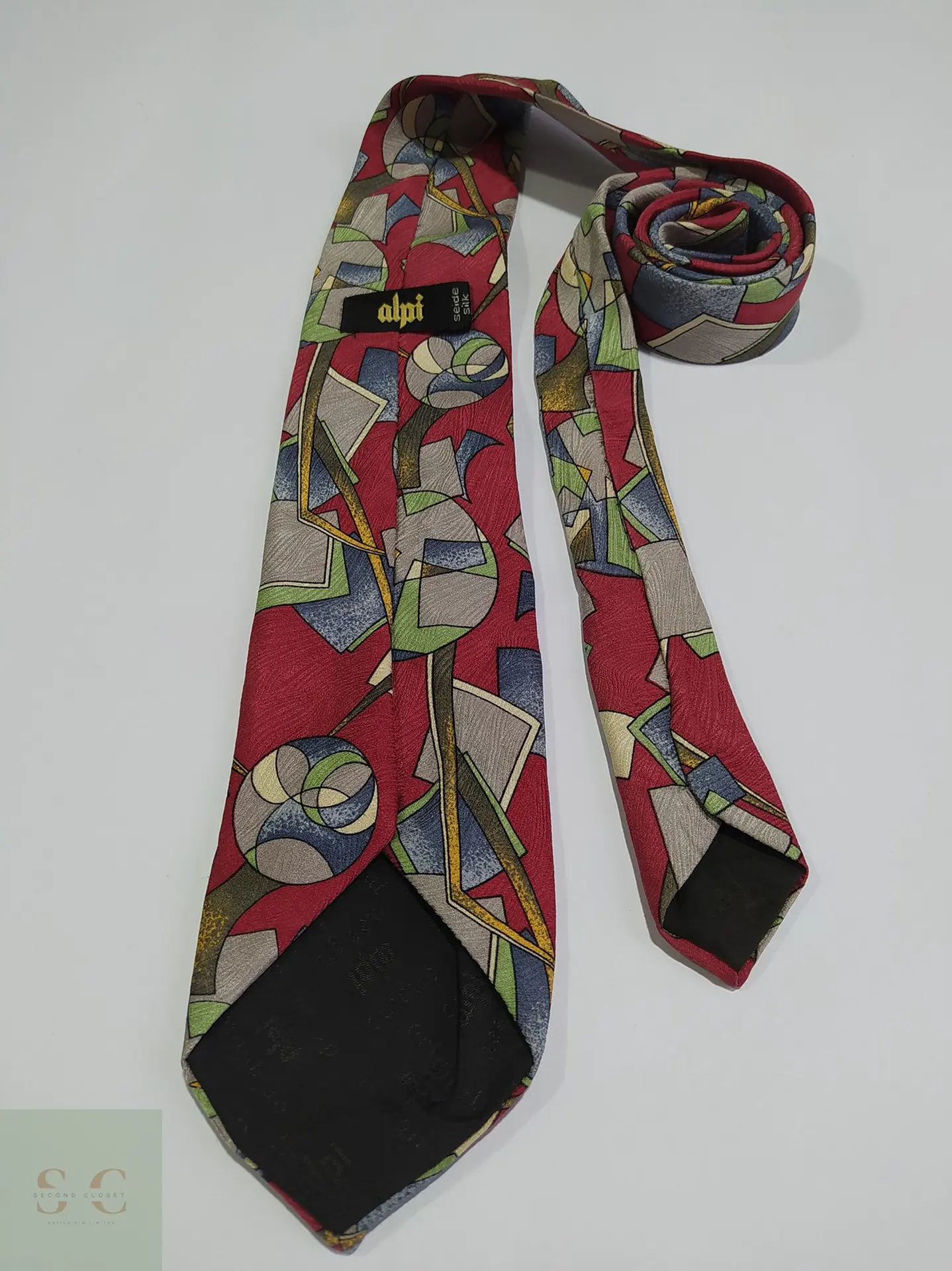 Corbata de Seda Vintage con Patrón Geométrico Abstraído Alpi 3