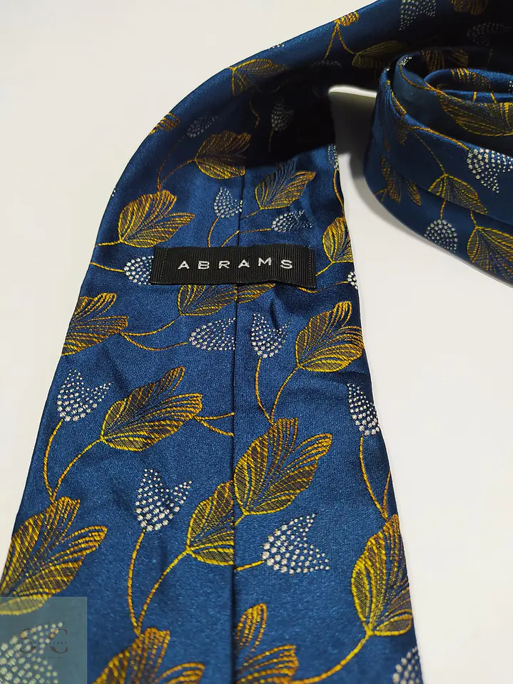 Corbata de Seda Azul con Motivo Botánico Abrams 2
