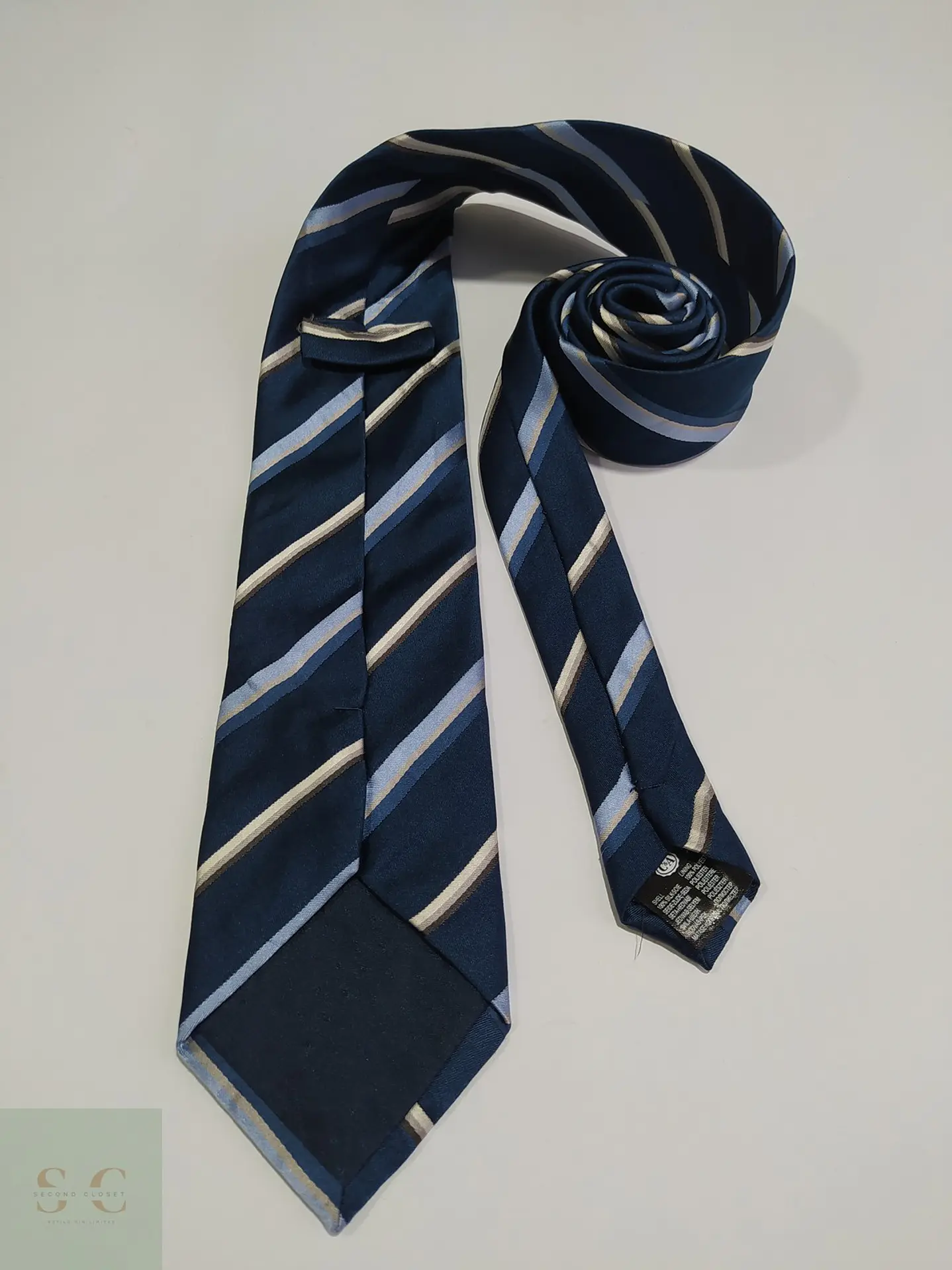 Corbata de Seda a Rayas Regimental Azul Marino C&A 3