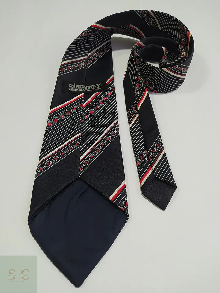 Corbata Kingsway Vintage a Rayas Regimentales y Patrón Geométrico 3