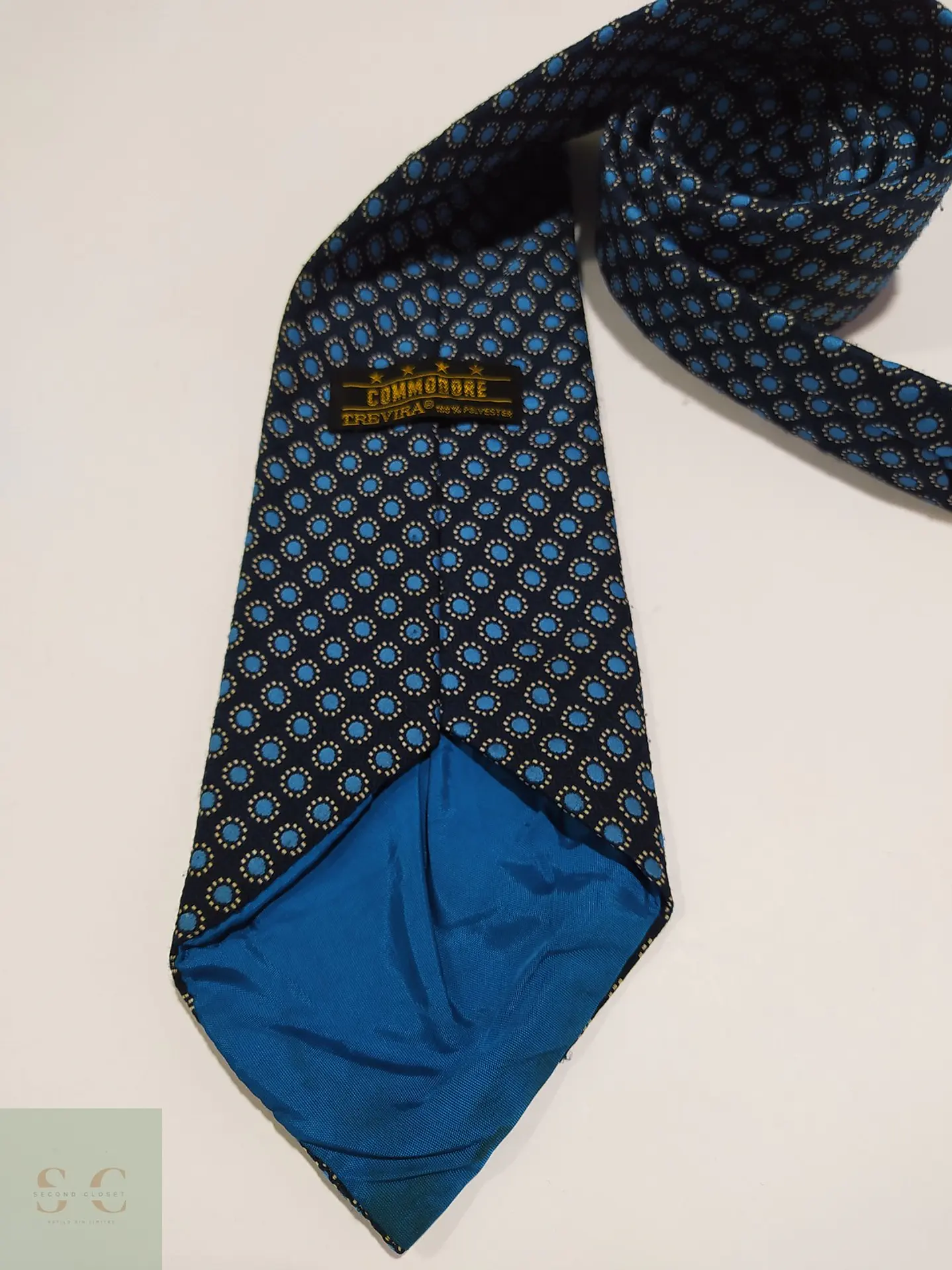 Corbata Vintage Commodore con Micropatrón Geométrico Azul 2