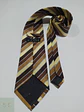 Corbata Vintage 100% Seda a Rayas Regimental Café y Dorado - Miniatura 3