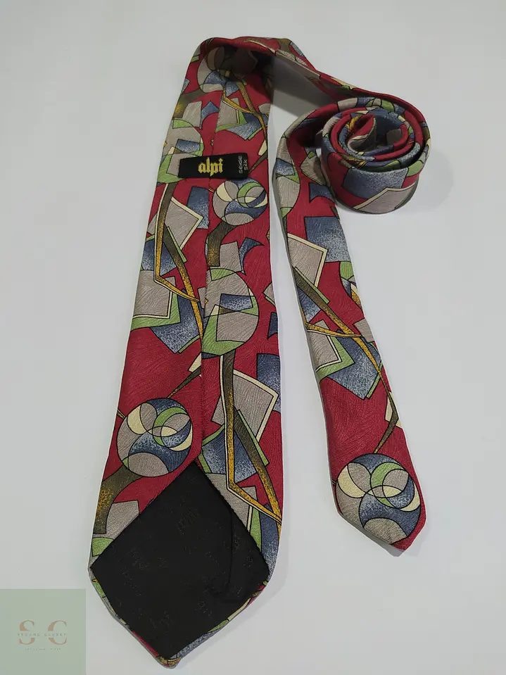 Corbata de Seda Vintage con Patrón Geométrico Abstraído Alpi 4