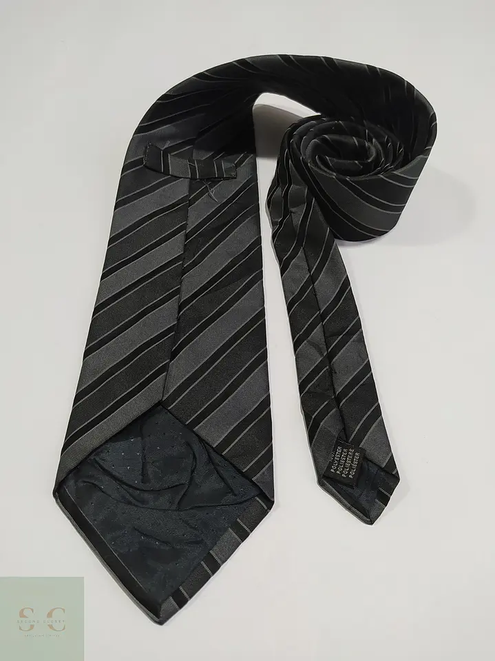 Corbata a Rayas Regimental Monocromática Gris y Negra 3