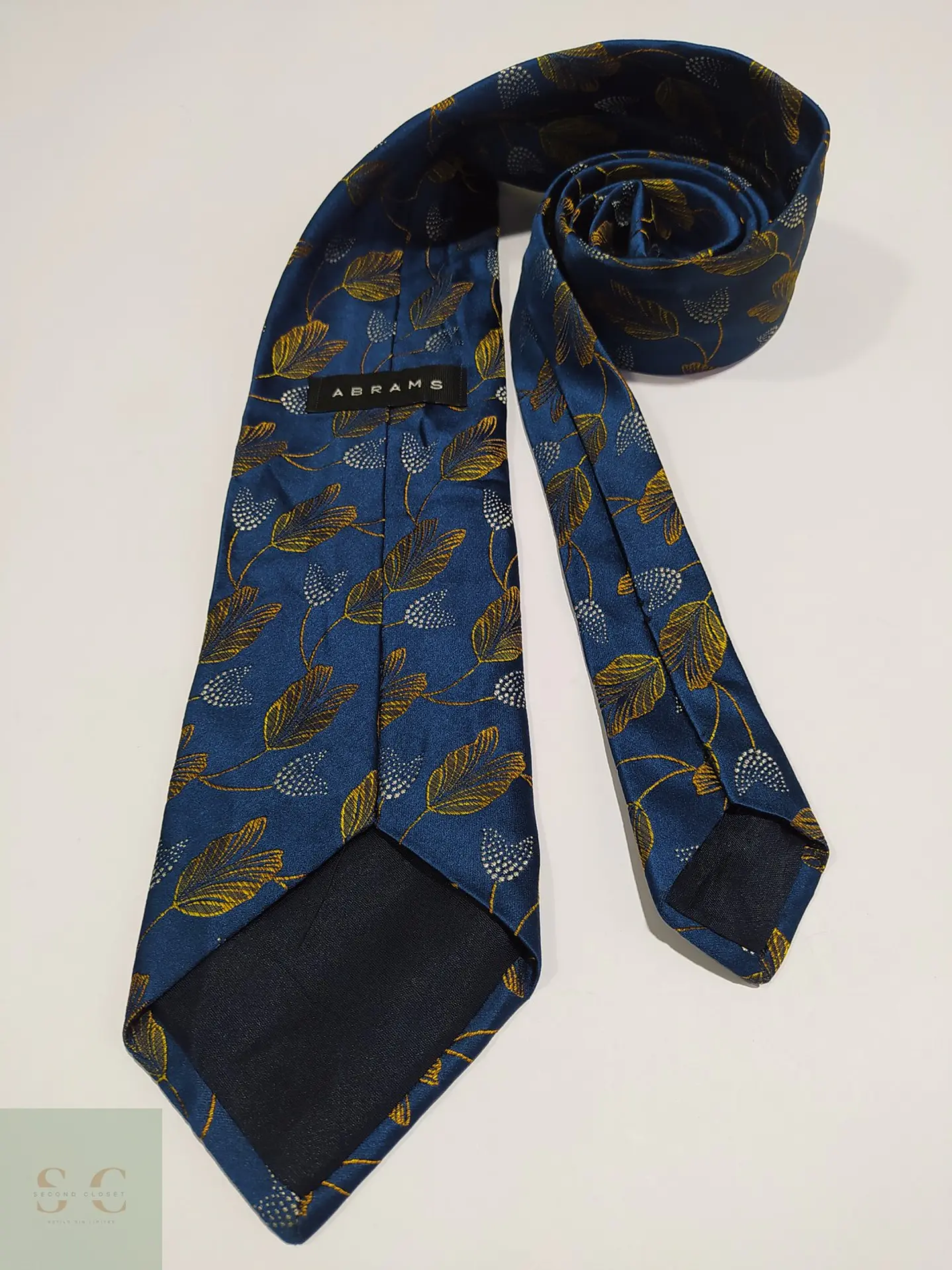Corbata de Seda Azul con Motivo Botánico Abrams 3