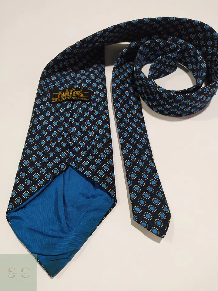 Corbata Vintage Commodore con Micropatrón Geométrico Azul 3