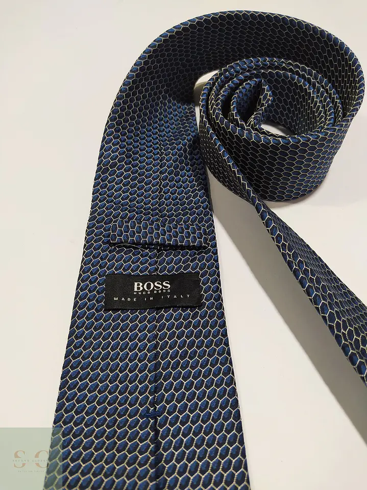 Corbata de Seda Micropatrón Geométrico BOSS Hugo Boss Made in Italy 2