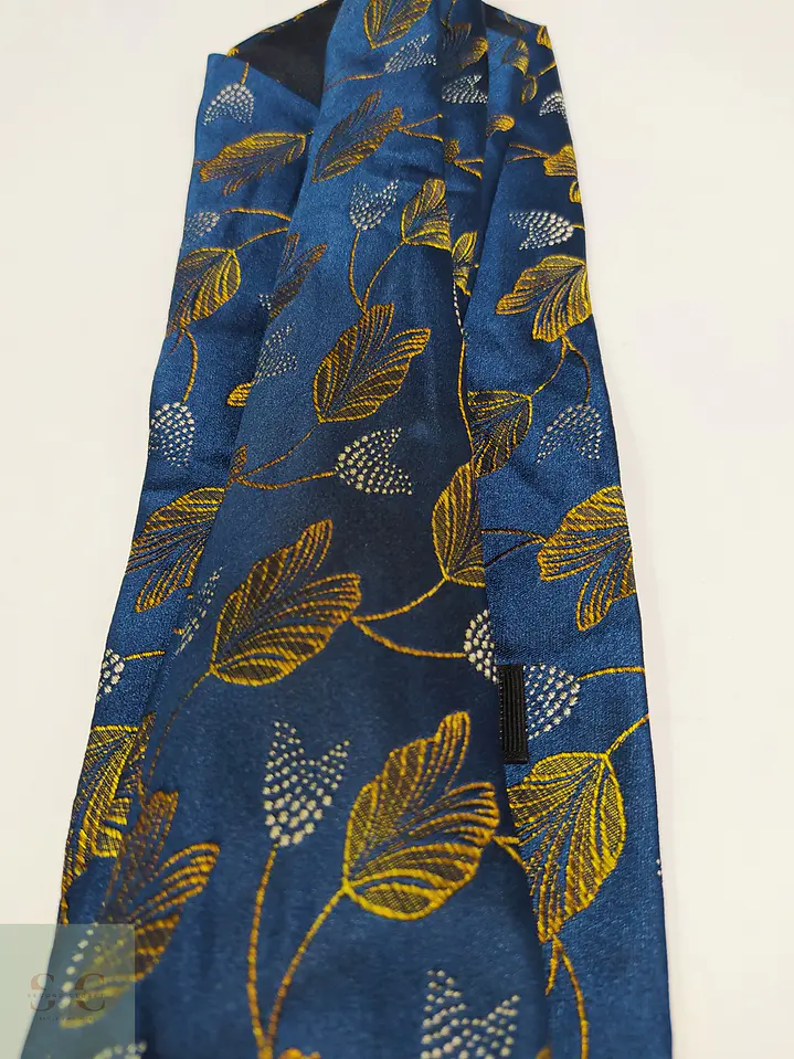 Corbata de Seda Azul con Motivo Botánico Abrams 4