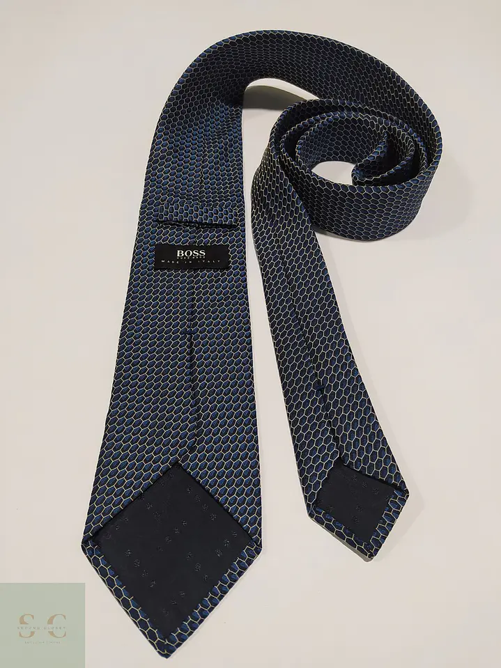 Corbata de Seda Micropatrón Geométrico BOSS Hugo Boss Made in Italy 3