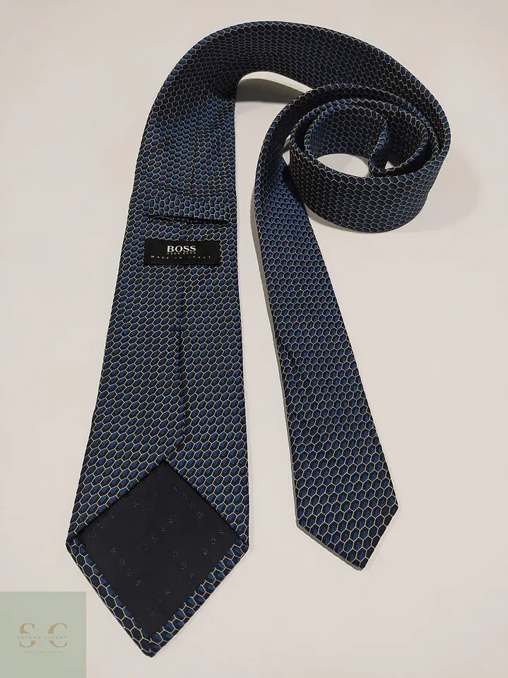 Corbata de Seda Micropatrón Geométrico BOSS Hugo Boss Made in Italy 4