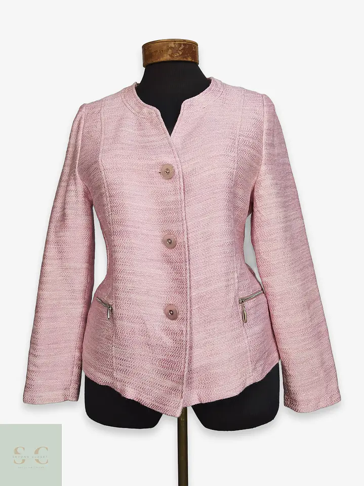 Chaqueta Corta Bouclé Texturizada Rosa AZ Modell Talla S 1