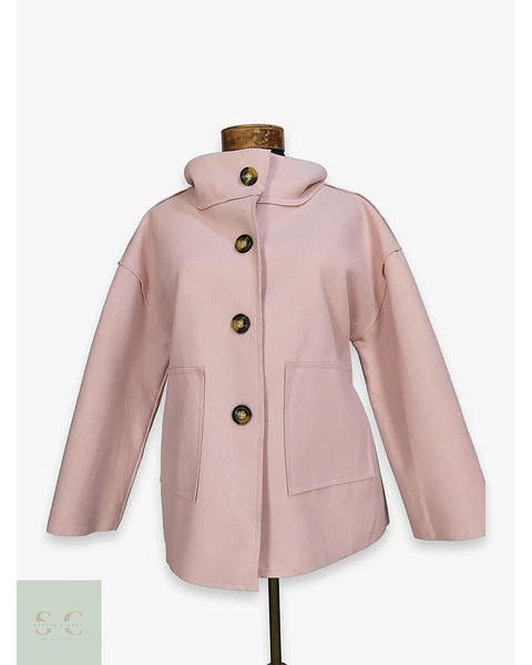 Abrigo Corto Oversize Rosa Palo Made in Italy Talla M